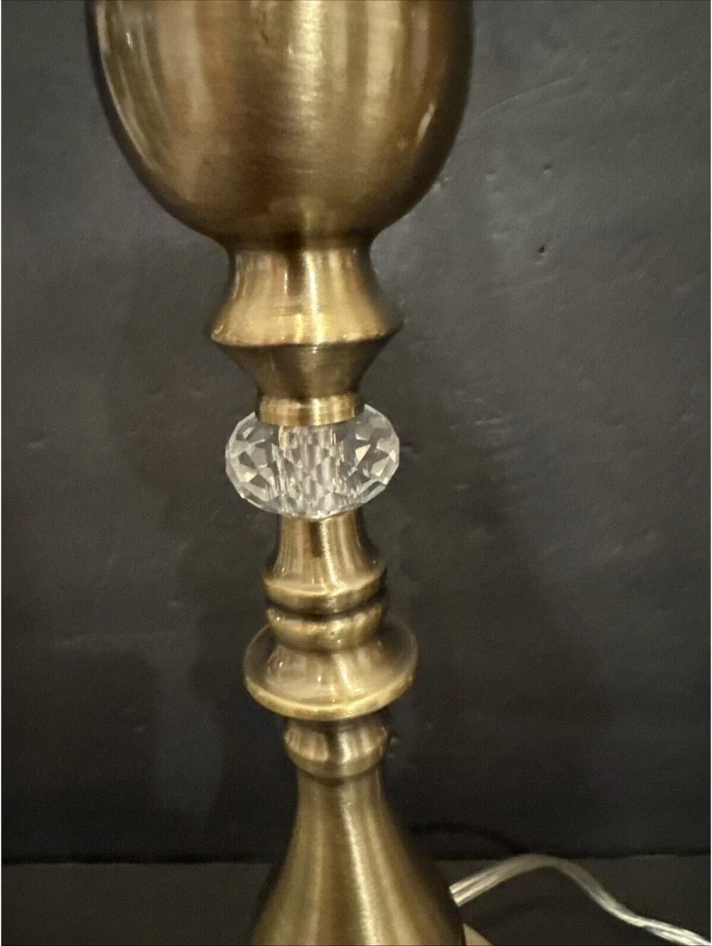 Brushed Gold Candlestick Table Lamp With Crystal Accent 30.5